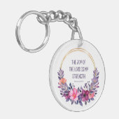 ネヘミヤ8:10カラフルフローラ、主の喜び キーホルダー (正面左)