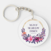 ネヘミヤ8:10カラフルフローラ、主の喜び キーホルダー (正面)