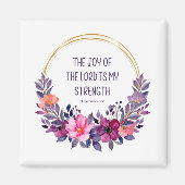 ネヘミヤ8:10カラフルフローラ、主の喜び マグネット (正面)