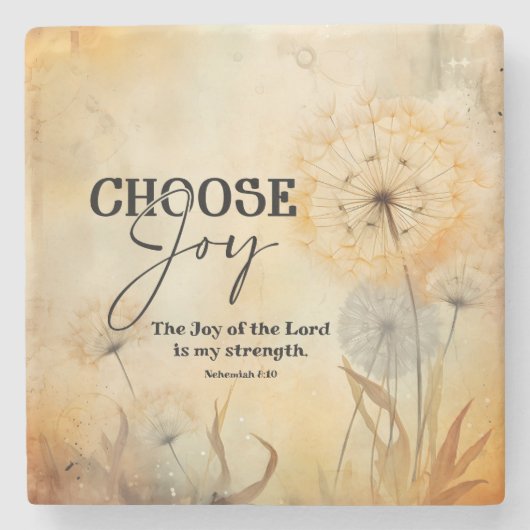 ネヘミヤ8:10主なる聖書聖句の花の喜び ストーンコースター (正面)