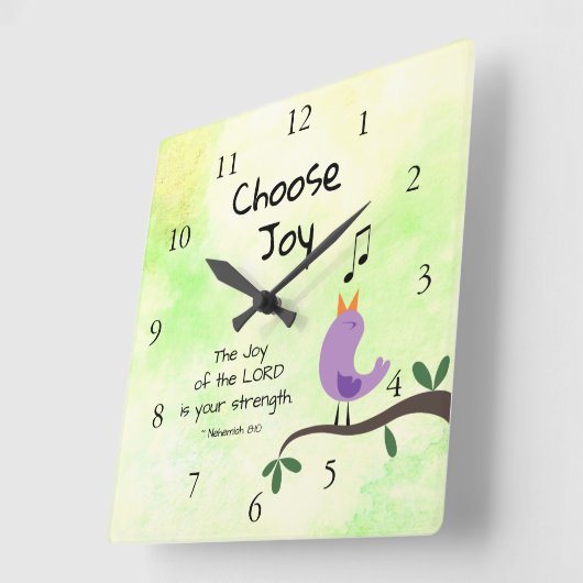 ネヘミヤ8:10主の喜びはあなたの力である スクエア壁時計 (傾斜)