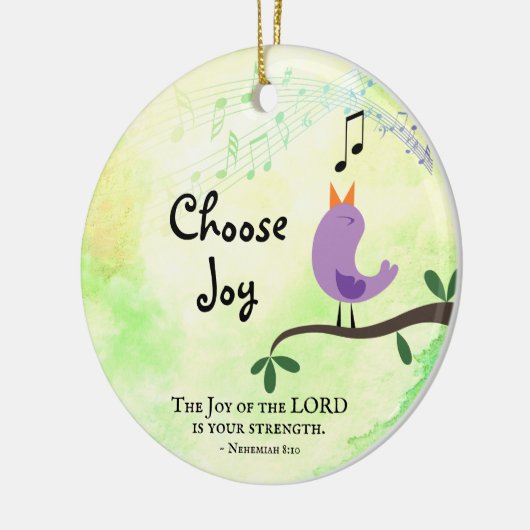 ネヘミヤ8:10主の喜びはあなたの力である セラミックオーナメント (左)