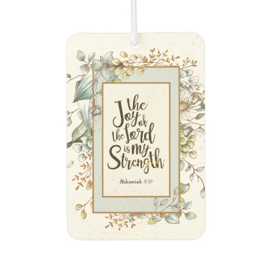 ネヘミヤ8:10主の喜びは私の力である カーエアーフレッシュナー (正面)