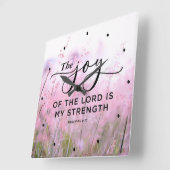 ネヘミヤ8:10主の喜びは私の力である スクエア壁時計 (傾斜)