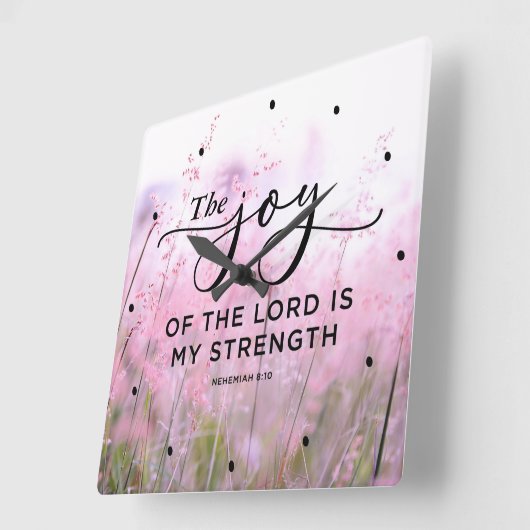 ネヘミヤ8:10主の喜びは私の力である スクエア壁時計 (傾斜)