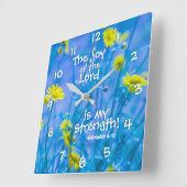 ネヘミヤ8:10主の喜びは私の力である スクエア壁時計 (傾斜)