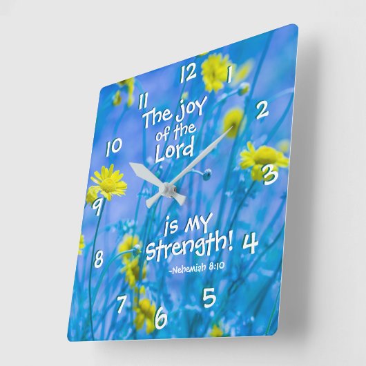 ネヘミヤ8:10主の喜びは私の力である スクエア壁時計 (傾斜)