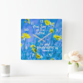 ネヘミヤ8:10主の喜びは私の力である スクエア壁時計 (ホーム)