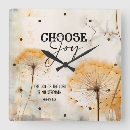 ネヘミヤ8:10主の喜び聖書ダンデロン スクエア壁時計 (正面)