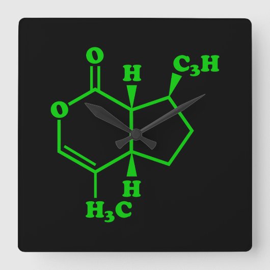 ネペタラクトン分子化学式 スクエア壁時計 (正面)