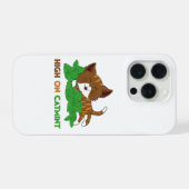 ネペタ・キャットミントに酔う猫の面白イラスト iPhoneケース (裏面横)