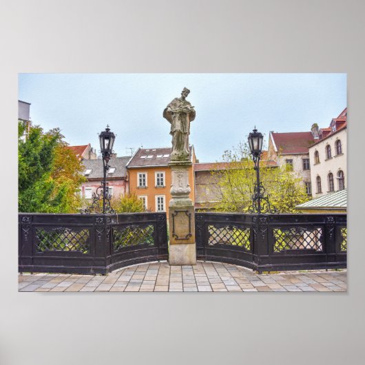 ネポムク像、ブラチスラヴァ、スロバキアの聖ヨハネ ポスター (正面)