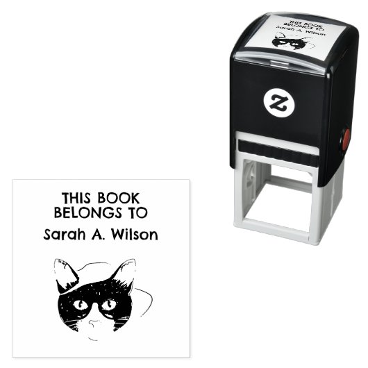 ネリクールー・アート猫の本が本にパーソナライズされた属する セルフインキングスタンプ (インサイチュ)