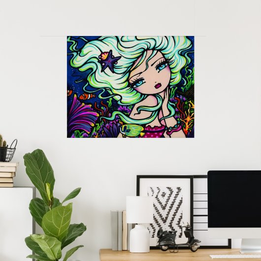 ネリーマーメイドトロピカルファンタジーアート ポスター (ホームオフィス)