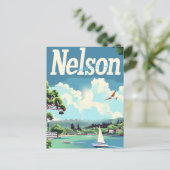 ネルソンニュージーランドヴィンテージトラベルイラストレーション ポストカード (スタンド正面)