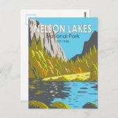 ネルソンレイクスナショナルパークニュージーランドヴィンテージ ポストカード (正面/裏面)