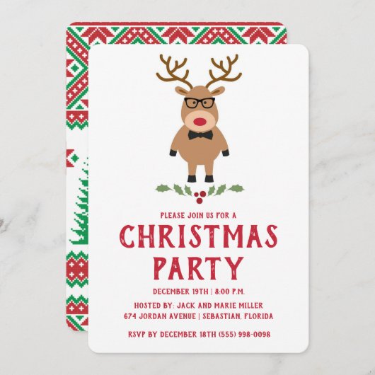 ネルディトナイダークリスマスパーティの招待状 招待状 (正面/裏面)