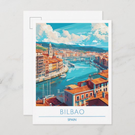 ネルビオンリバービルバオスペインヴィンテージトラベル ポストカード (正面/裏面)
