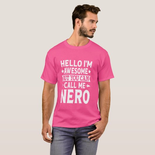 ネロおもしろいファーストネームこんにちはネ素晴らしーと呼ぶ Tシャツ (正面フル)