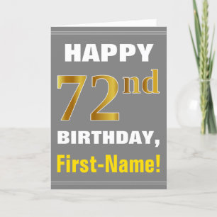 ネーはっきりしたムカード付きのフェイク第72誕生日、グレー、金ゴールド カード