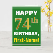 ネーはっきりしたムカード付きのフェイク金ゴールド74番目の誕生日 カード (黄色い花)