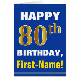 ネーはっきりしたムカード付きのフェイク青、金ゴールド80誕生日