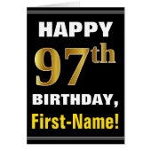 ネーはっきりしたムカード付きの97番目のフェイク金ゴールド、黒、誕生日 (正面)