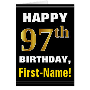 ネーはっきりしたムカード付きの97番目のフェイク金ゴールド、黒、誕生日