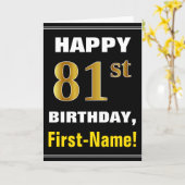 ネーはっきりしたムカード付き、ブフェイクラック、金ゴールド81番目の誕生日 カード (黄色い花)