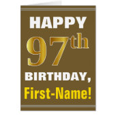 ネーはっきりしたムカード付き、Brown、フェイク金ゴールド97番目の誕生日 (正面)