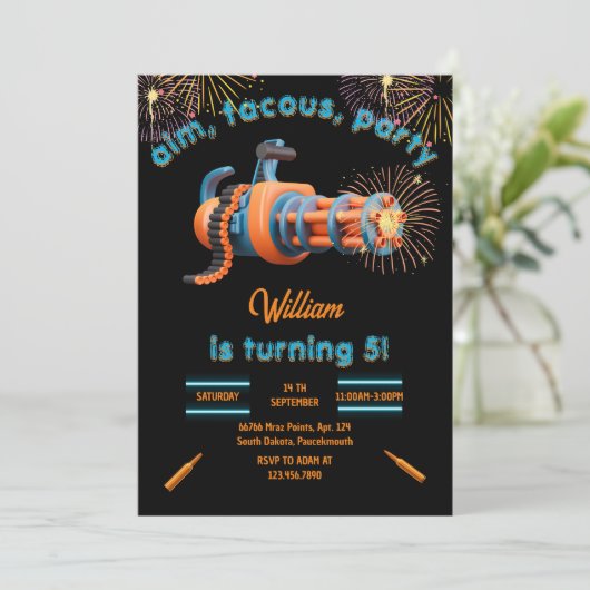 ネークールフウォーズパーティートップガンファイブ誕生日 招待状 (スタンド正面)