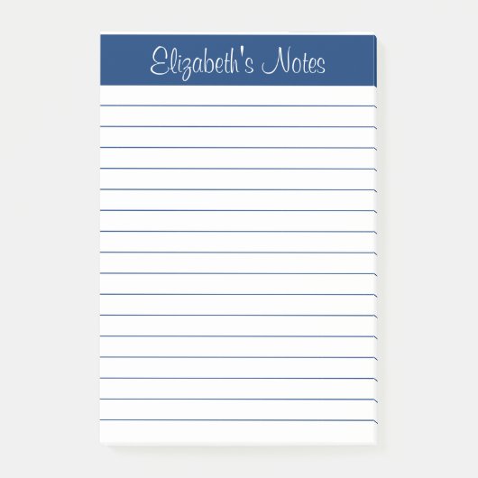 ネーシンプルビーブルーネーム線パーソナライズされた付きエレガント ポストイット (正面)