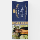 ネーシンプルビーブルー1写真卒業バナー 横断幕 (縦)