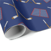ネーパーソナライズされたビーブルーホッケーパターン ラッピングペーパー (ロールコーナー)