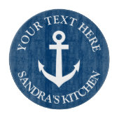 ネーパーソナライズされたビーブルーボートいかりアイコン カッティングボード (正面)