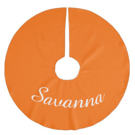 ネーパーソナライズされたムセーフティオレンジホリデイクリスマス ブラッシュドポリエステルツリースカート