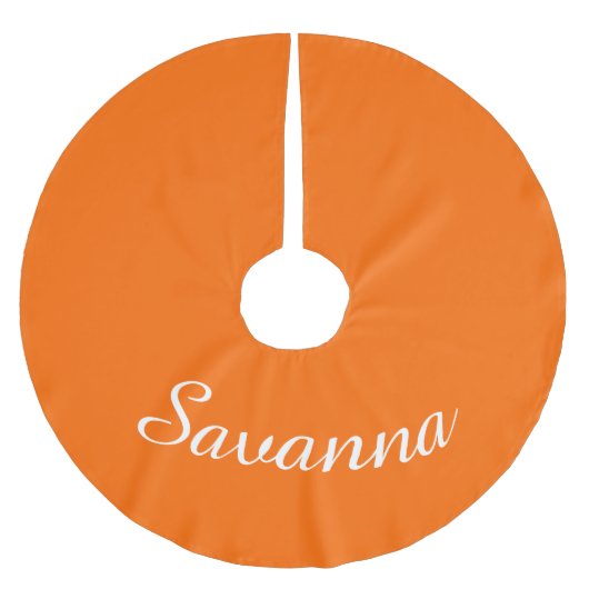 ネーパーソナライズされたムセーフティオレンジホリデイクリスマス ブラッシュドポリエステルツリースカート (正面)