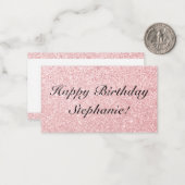 ネーパーソナライズされたムピンクグリッターガールズ誕生日カード ノートカード (正面/裏面インサイチュ)