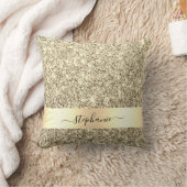 ネーパーソナライズされたム金ゴールドメタリックグリッターラグジュアリー クッション (ブランケット)
