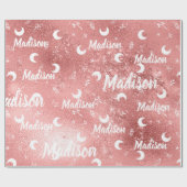 ネーパーソナライズされたム・フェアリー・ピンク・ローズ・金ゴールド・ガール ラッピングペーパー (フラット)