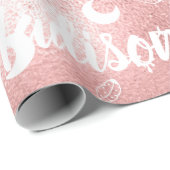 ネーパーソナライズされたム・フェアリー・ピンク・ローズ・金ゴールド・ガール ラッピングペーパー (ロールコーナー)