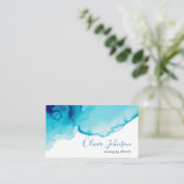 ネービエレガントーブルーアクアウォーターカラー 名刺 (スタンド正面)