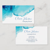 ネービエレガントーブルーアクアウォーターカラー 名刺 (正面/裏面)