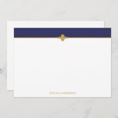 ネービエレガントーブルースタイリッシュ金ゴールド ノートカード (正面/裏面)