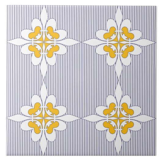 ネービエレガントーブルー,ストライプマスタードイエロー,白 タイル (正面)