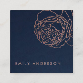 ネービエレガントー赤面ピンクロ王室のーズ金ゴールドフローラ スクエア名刺