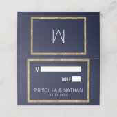 ネービエレガントー·ブルー·金ゴールド·モダンセー結婚キンズ プレイスカード (外部開封)