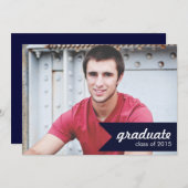 ネービクラシックーブルーの卒業発表-招待状 招待状 (正面/裏面)