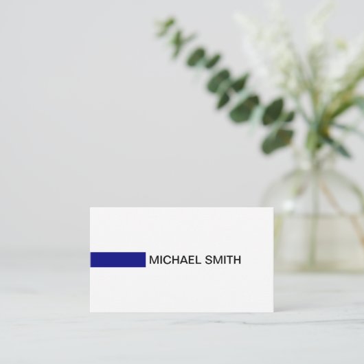 ネービモダンーエレガントプロフェッショナルプレーンホワイト 名刺 (スタンド正面)