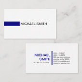 ネービモダンーエレガントプロフェッショナルプレーンホワイト 名刺 (正面/裏面)